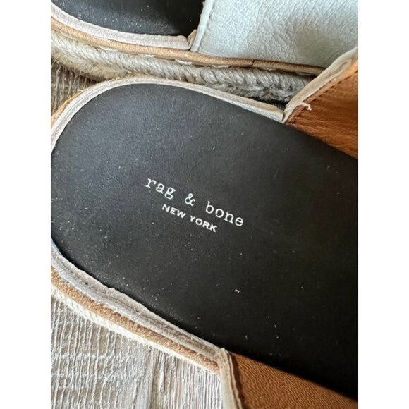 Rag & bone cream leather espadrille slides size 38 - Picture 8 of 9